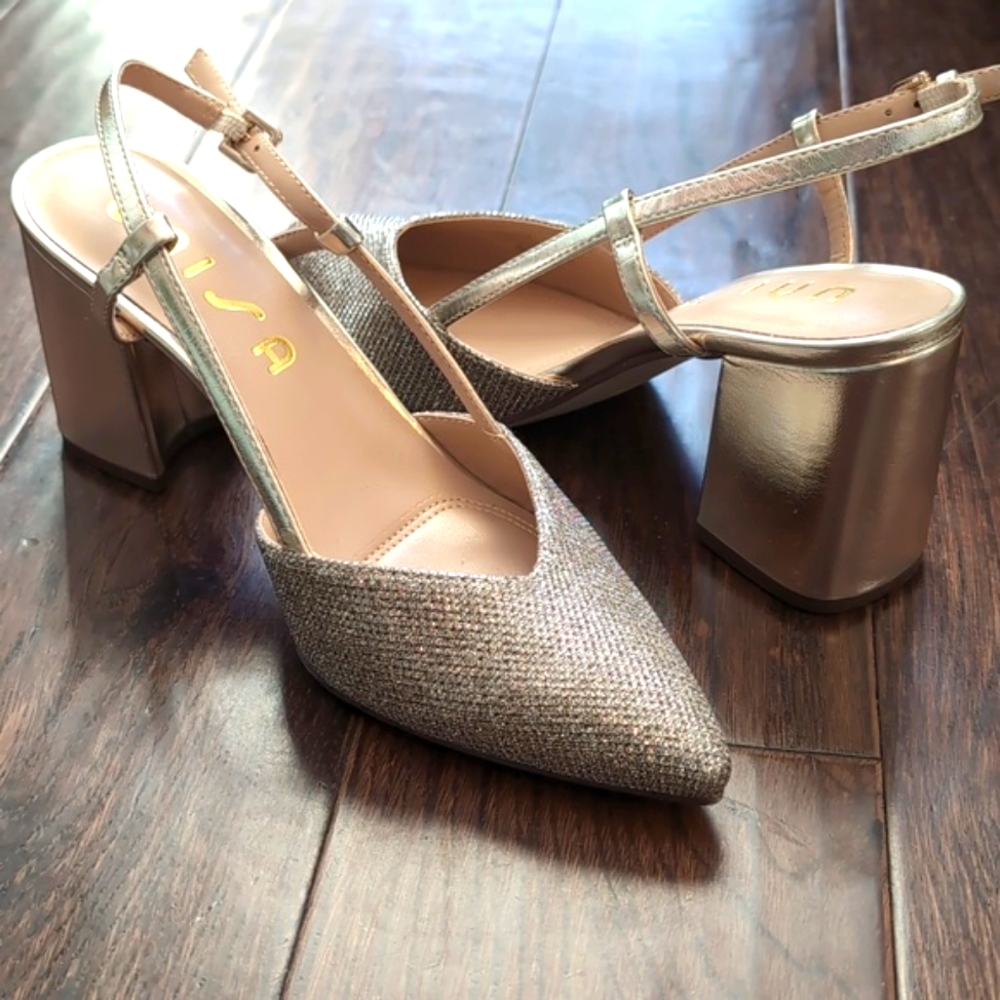 Gold Sparkle Slingback Heels